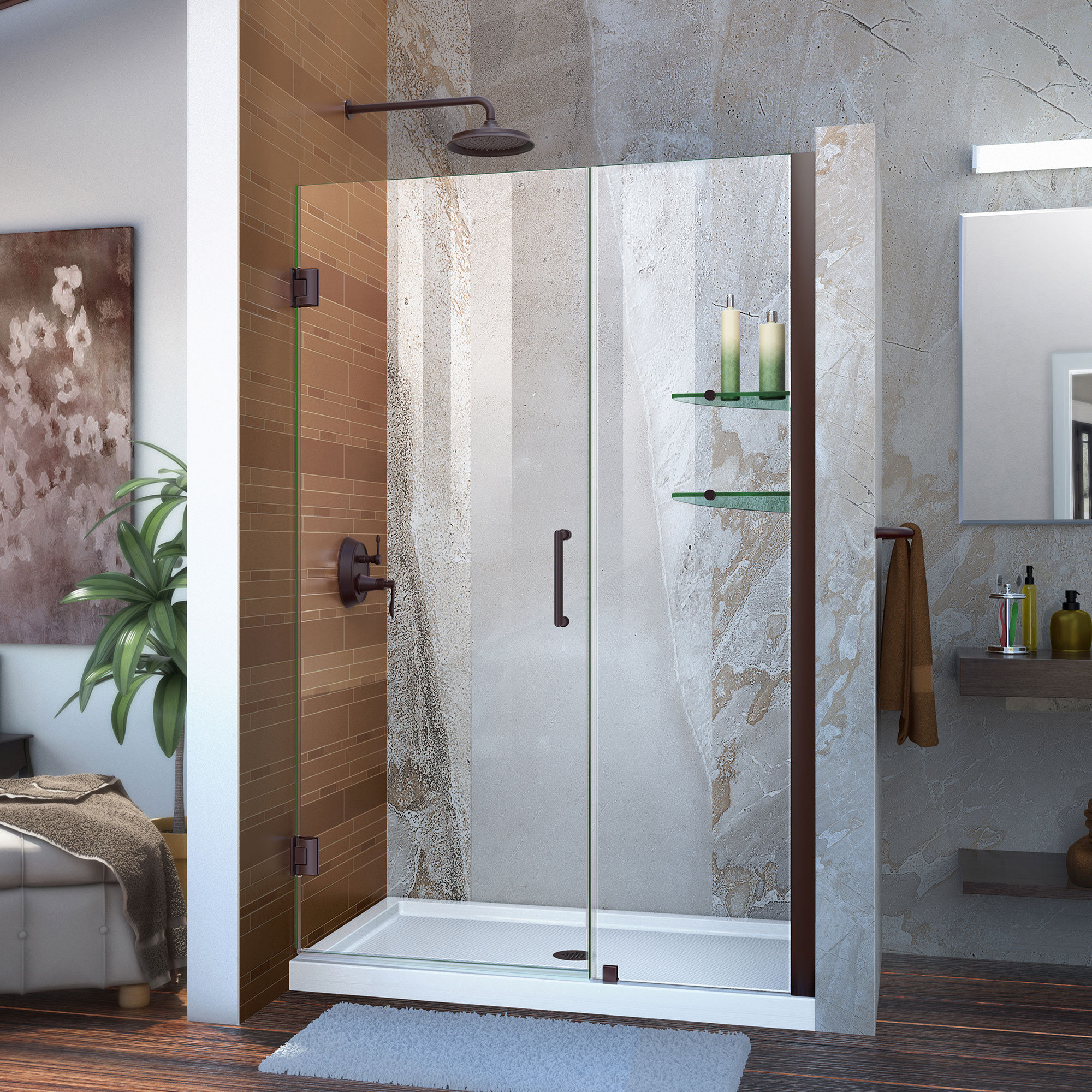 DreamLine Unidoor 72" x 47" Hinged Frameless Shower Door with ClearMax™ Technology Wayfair